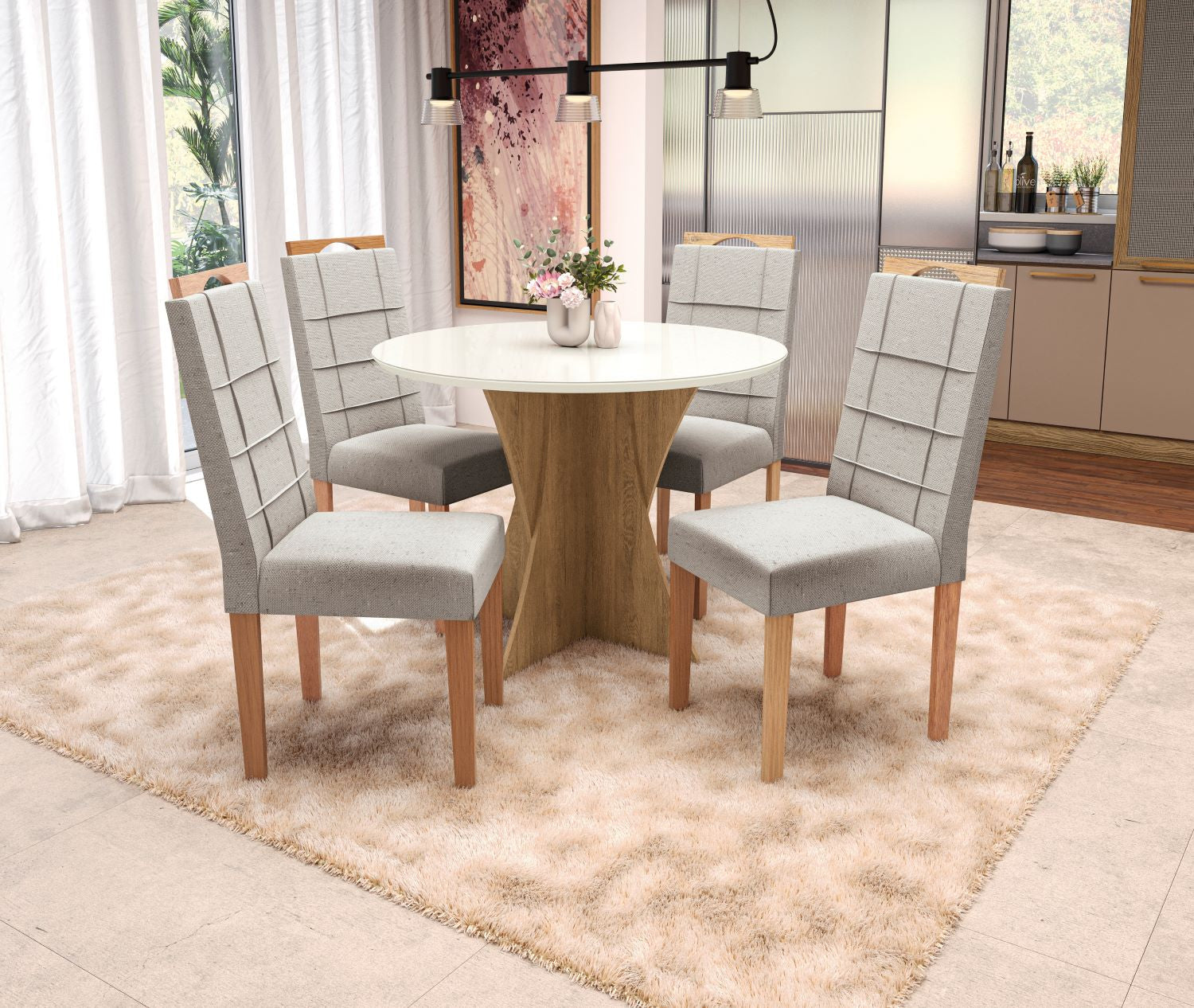 Comedor Turín Redondo 4 Sillas