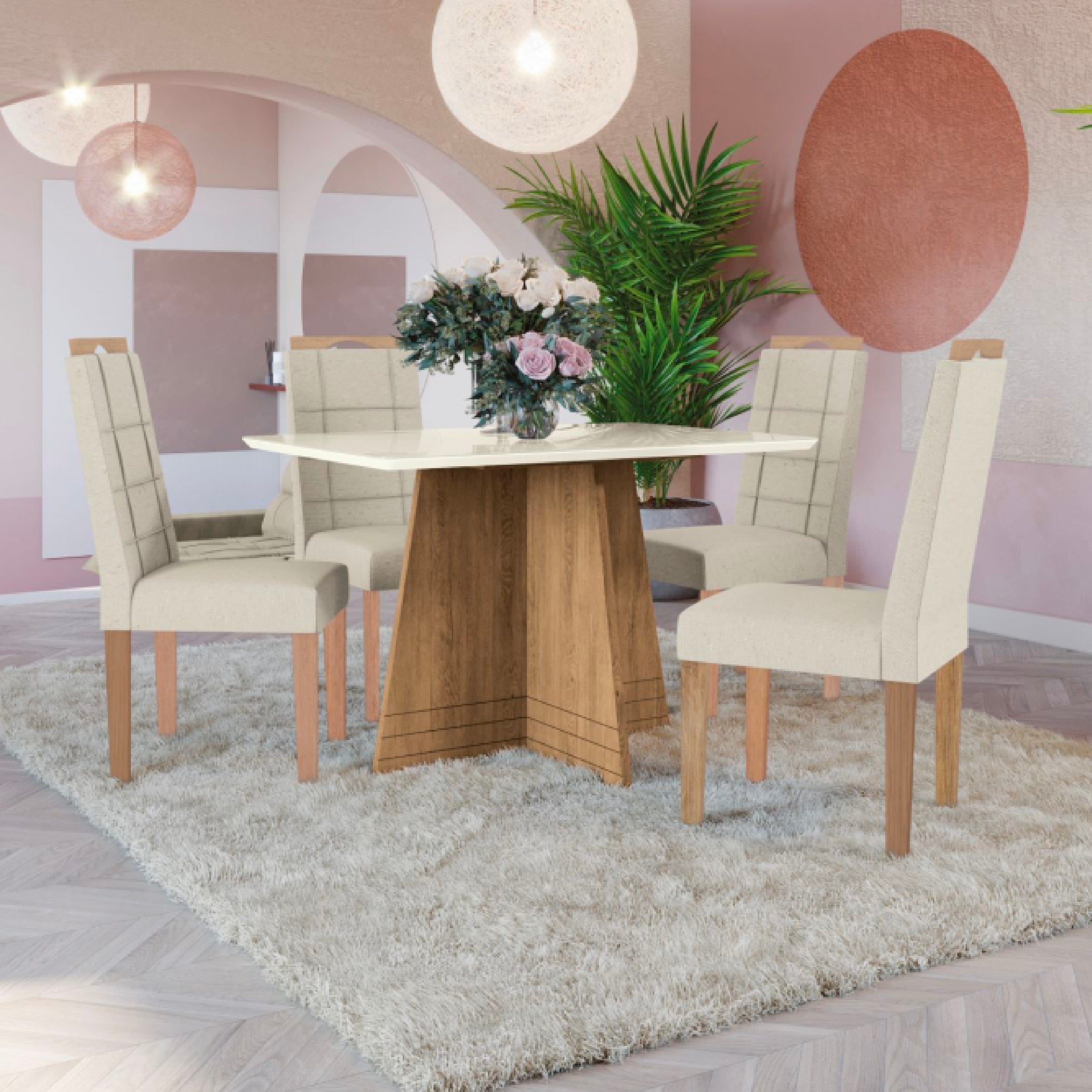 Comedor Roma Rectangular con 4 Sillas
